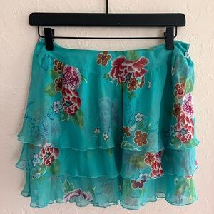 {New} Joie silk floral ruffle mini skirt